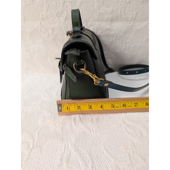 IVTG Green Studded Leather Satchel Purse Crossbody Vintage Silver Gold Handbag - Picture 12 of 13